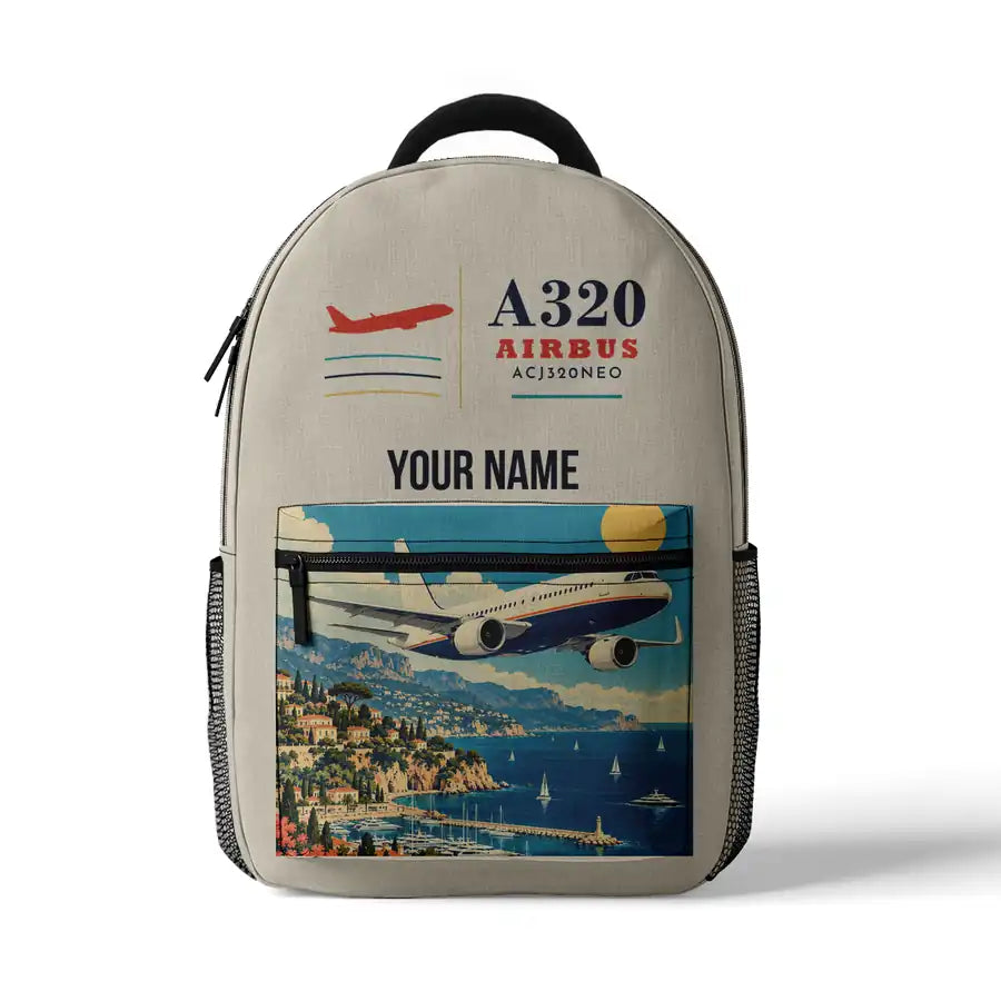 Airbus ACJ320neo - 3D Backpack - Beige + Name