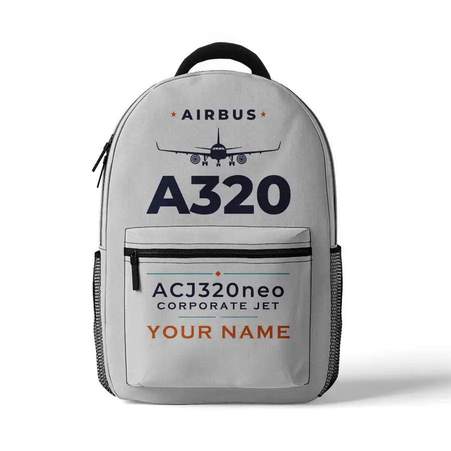 Airbus ACJ320neo - 3D Backpack - Heritage + Name - White