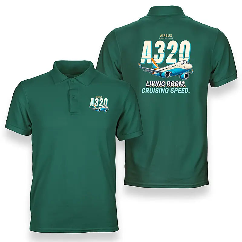 Airbus ACJ320neo - Cartoon - Double-Side Polo - Green