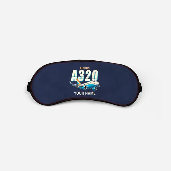 Airbus ACJ320neo - Cartoon + Name - Sleep Mask - Navy Blue
