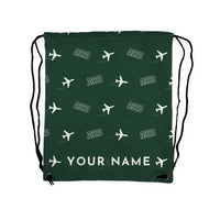 Thumbnail for Airbus ACJ320neo - Drawstring Bag - 3D Pattern + Name - Dark Green