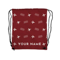 Thumbnail for Airbus ACJ320neo - Drawstring Bag - 3D Pattern + Name - Dark Red