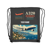 Thumbnail for Airbus ACJ320neo - Drawstring Bag - Classic + Name - Gray