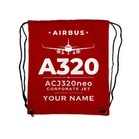 Thumbnail for Airbus ACJ320neo - Drawstring Bag - Heritage + Name - Red