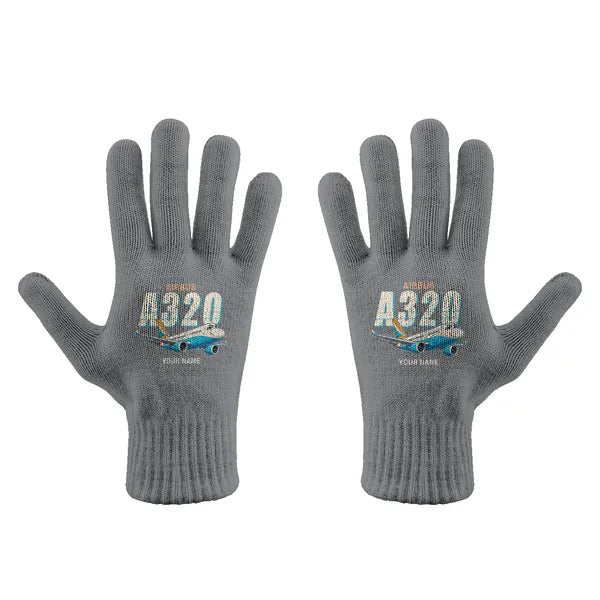 Airbus ACJ320neo - Gloves - Full - Cartoon + Name - Gray