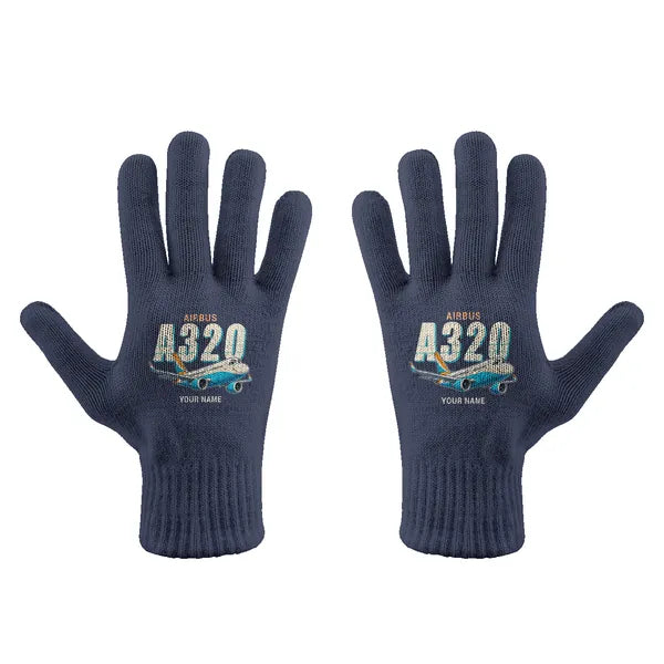 Airbus ACJ320neo - Gloves - Full - Cartoon + Name - Navy Blue