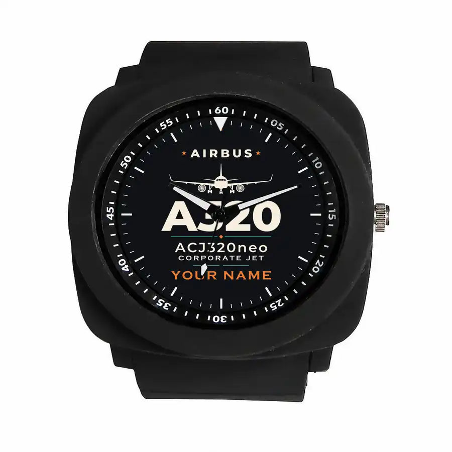 Airbus ACJ320neo - Heritage + Name - Rubber Strap - Black