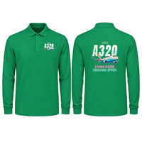Thumbnail for Airbus ACJ320neo Premium Polo T-Shirts - Cartoon - Long Sleeve - Green