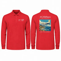 Thumbnail for Airbus ACJ320neo Premium Polo T-Shirts - Poster - Long Sleeve - Red