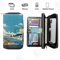 Thumbnail for Airbus ACJ320neo Leather Wallets - Zip Long Wallet - 3D + Name