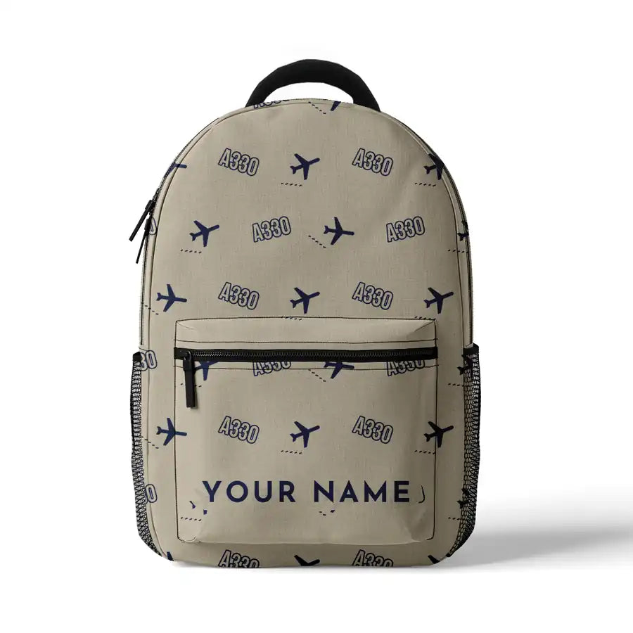 Airbus ACJ330neo - 3D Backpack - 3D Pattern + Name - Beige