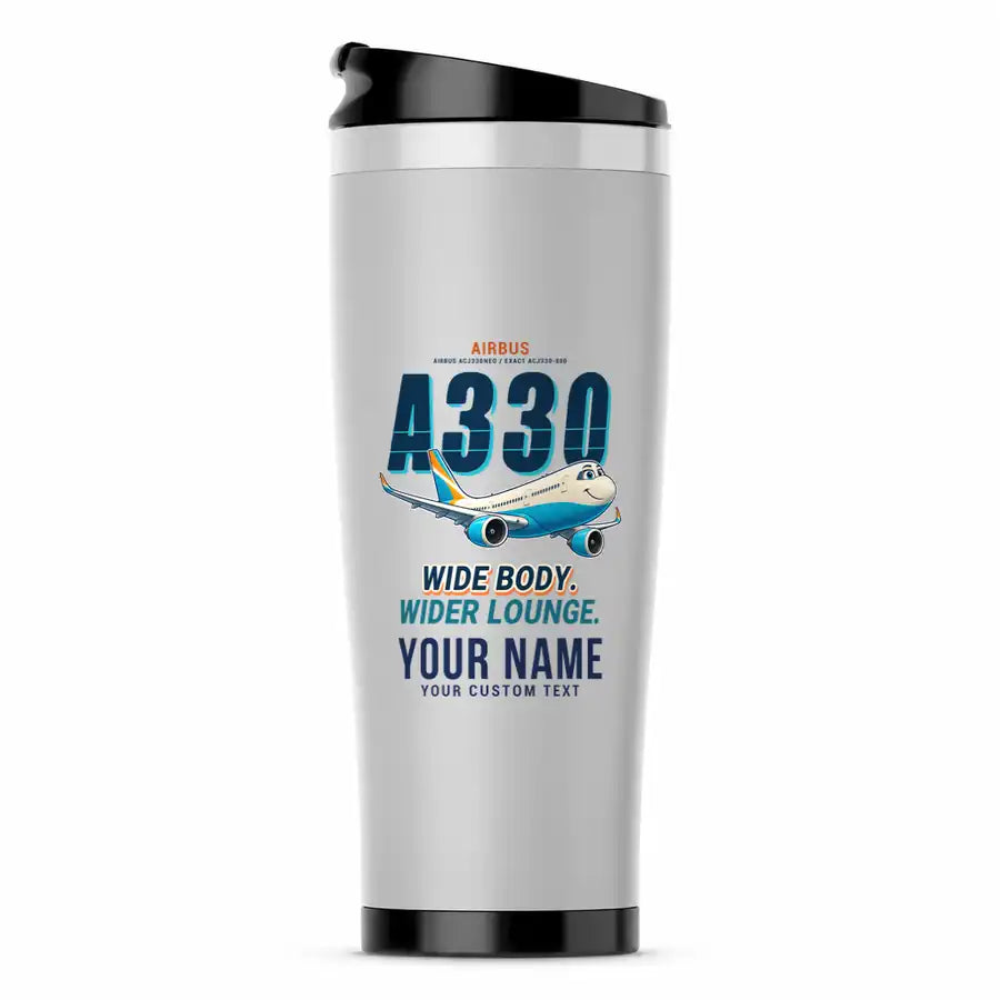 Airbus ACJ330neo - Cartoon + Name - Stainless Steel (No Holder) - Light Gray