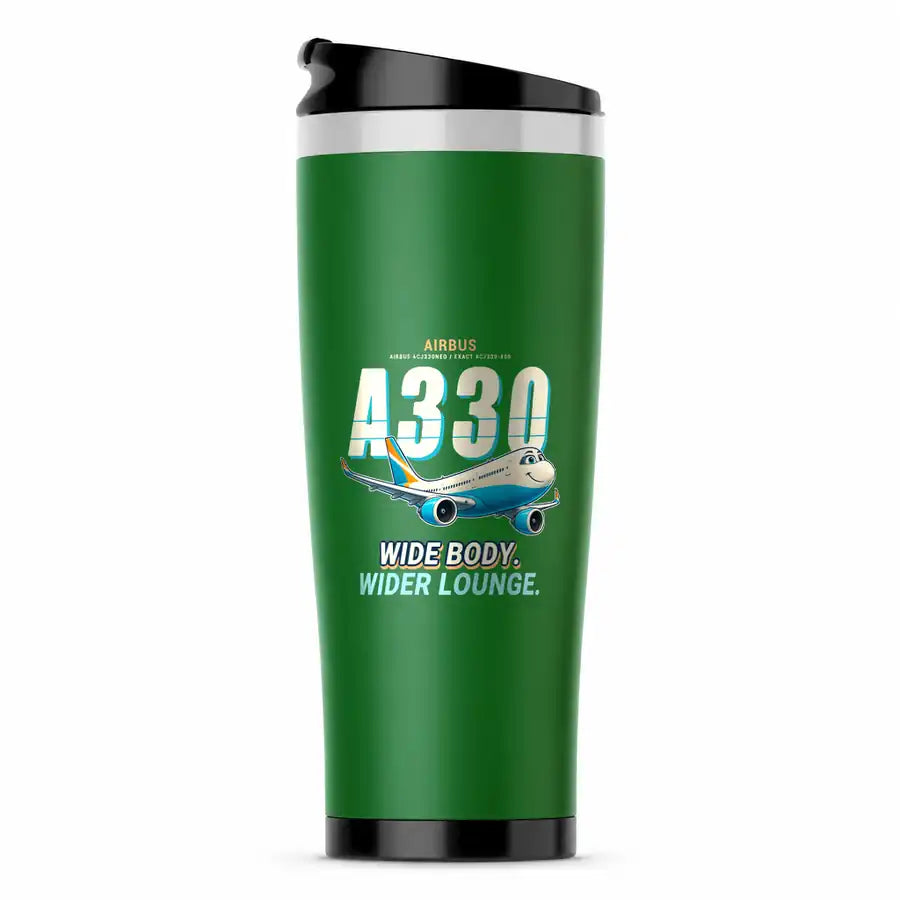 Airbus ACJ330neo - Cartoon - Stainless Steel (No Holder) - Green