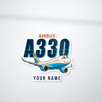 Thumbnail for Airbus ACJ330neo - Cartoon Die-Cut + Name - Die-Cut - White Car