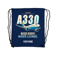 Thumbnail for Airbus ACJ330neo - Drawstring Bag - Cartoon + Name - Dark Blue