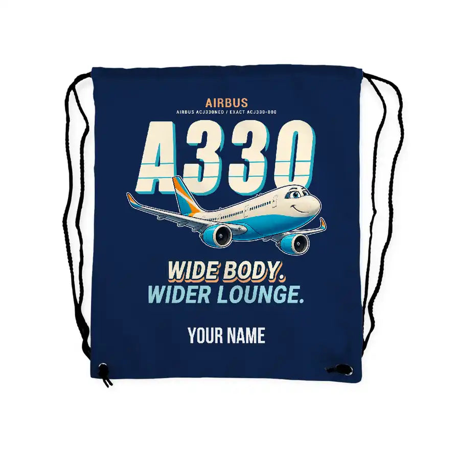 Airbus ACJ330neo - Drawstring Bag - Cartoon + Name - Dark Blue