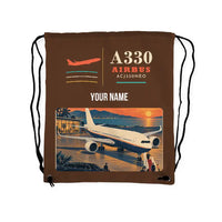 Thumbnail for Airbus ACJ330neo - Drawstring Bag - Classic + Name - Brown