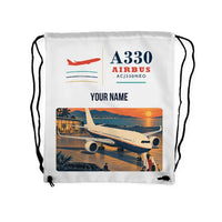 Thumbnail for Airbus ACJ330neo - Drawstring Bag - Classic + Name - White