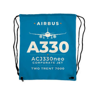 Thumbnail for Airbus ACJ330neo - Drawstring Bag - Heritage - Light Blue
