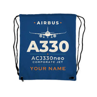 Thumbnail for Airbus ACJ330neo - Drawstring Bag - Heritage + Name - Blue