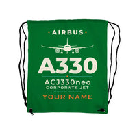 Thumbnail for Airbus ACJ330neo - Drawstring Bag - Heritage + Name - Green