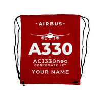 Thumbnail for Airbus ACJ330neo - Drawstring Bag - Heritage + Name - Red