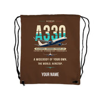 Thumbnail for Airbus ACJ330neo - Drawstring Bag - Original + Name - Brown