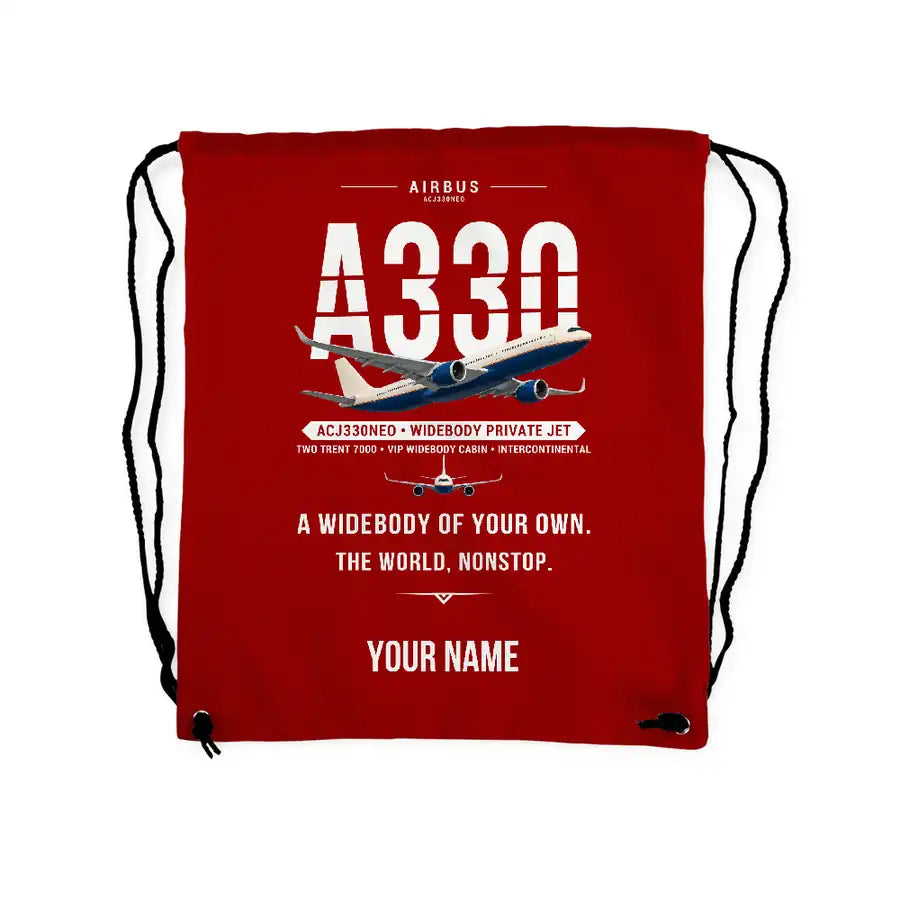 Airbus ACJ330neo - Drawstring Bag - Original + Name - Red
