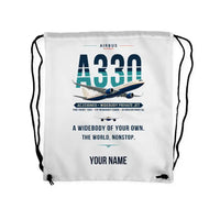 Thumbnail for Airbus ACJ330neo - Drawstring Bag - Original + Name - White