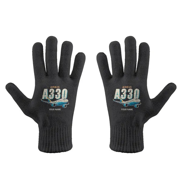 Airbus ACJ330neo - Gloves - Full - Cartoon + Name - Black