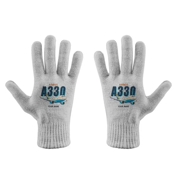 Airbus ACJ330neo - Gloves - Full - Cartoon + Name - Light Gray