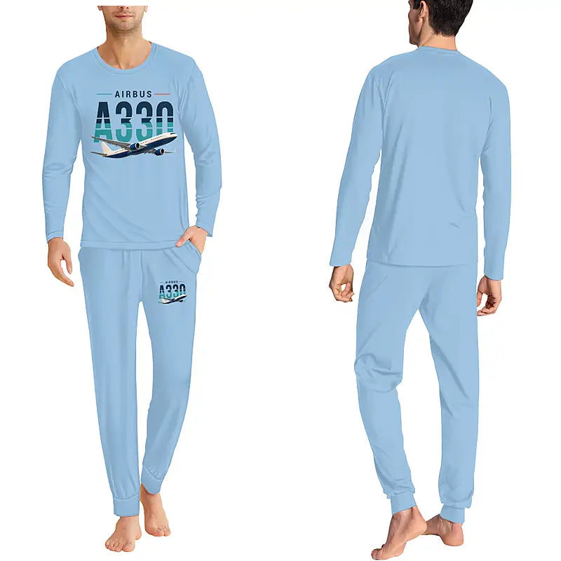 Airbus ACJ330neo - Men Pajamas - Original Chest - Light Blue