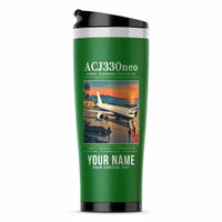 Thumbnail for Airbus ACJ330neo - Poster + Name - Stainless Steel (No Holder) - Green
