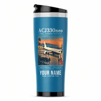 Thumbnail for Airbus ACJ330neo - Poster + Name - Stainless Steel (No Holder) - Light Blue