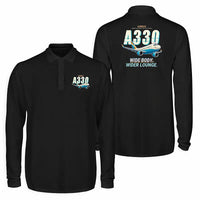 Thumbnail for Airbus ACJ330neo - exact ACJ330-800 Premium Polo T-Shirts - Cartoon - Long Sleeve - Black