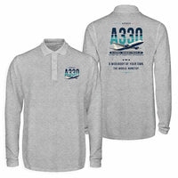 Thumbnail for Airbus ACJ330neo - exact ACJ330-800 Premium Polo T-Shirts - Original - Long Sleeve - Gray