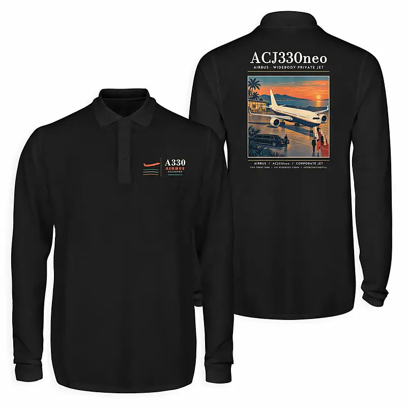 Airbus ACJ330neo - exact ACJ330-800 Premium Polo T-Shirts - Poster - Long Sleeve - Black