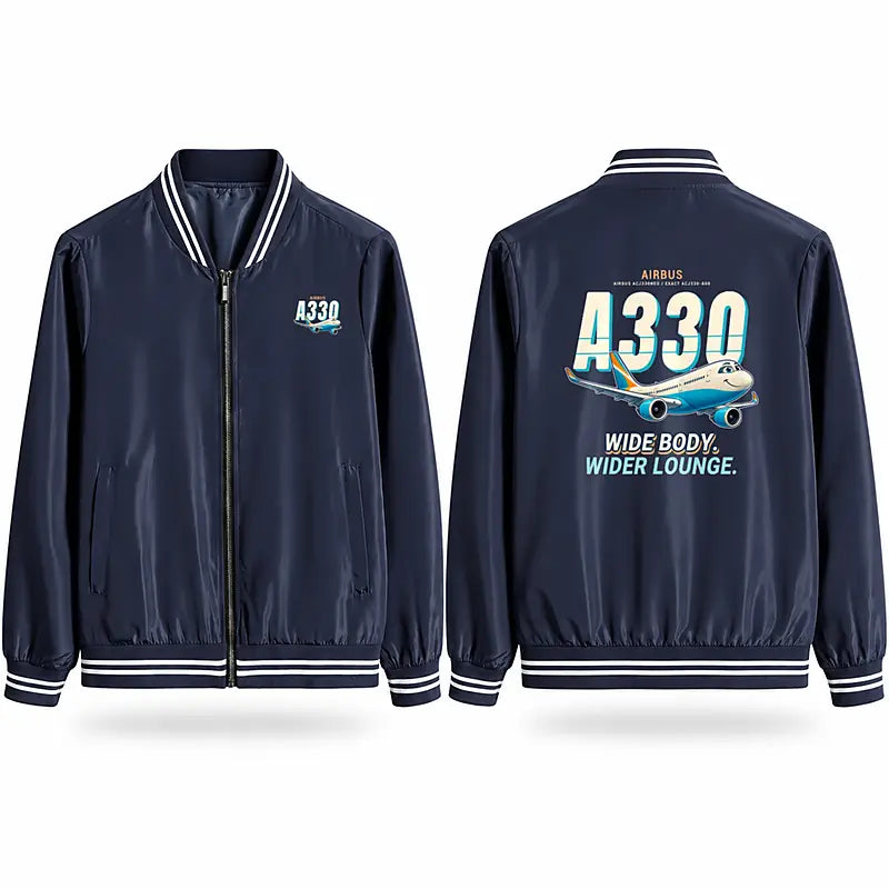 Airbus ACJ330neo Stylish Jackets - Baseball Collar - Cartoon - Navy Blue