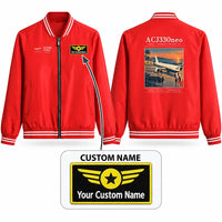 Thumbnail for Airbus ACJ330neo Stylish Jackets - Baseball Collar - Poster + Name - Red