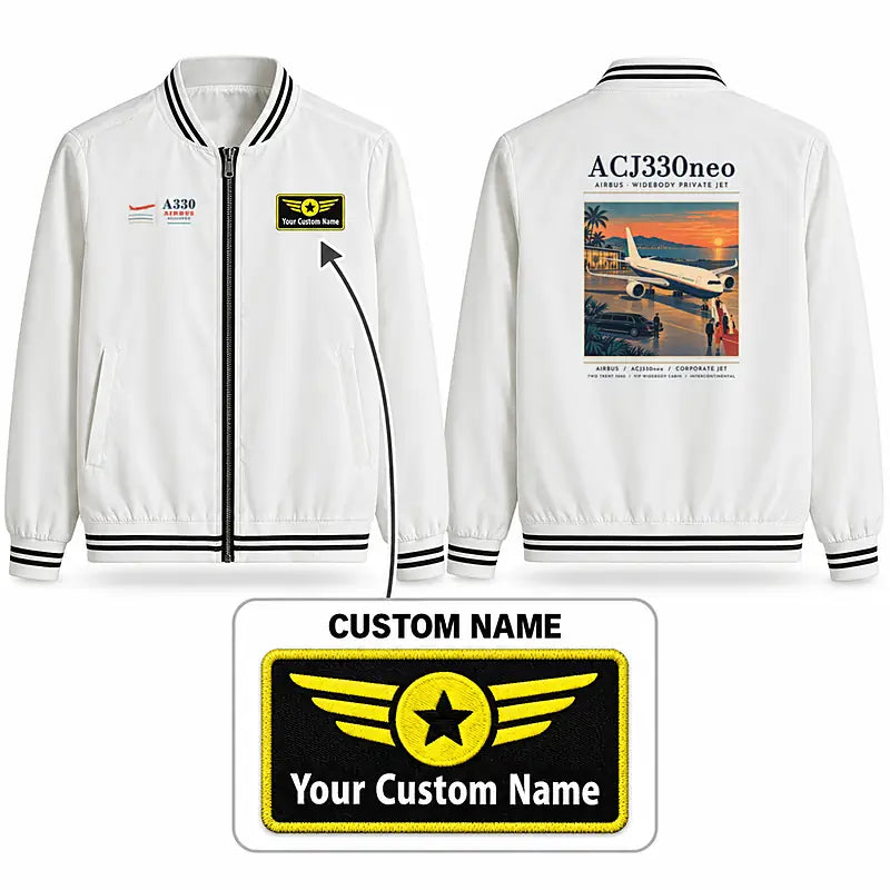 Airbus ACJ330neo Stylish Jackets - Baseball Collar - Poster + Name - White