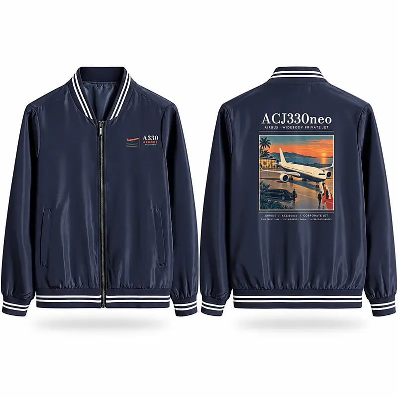 Airbus ACJ330neo Stylish Jackets - Baseball Collar - Poster - Navy Blue