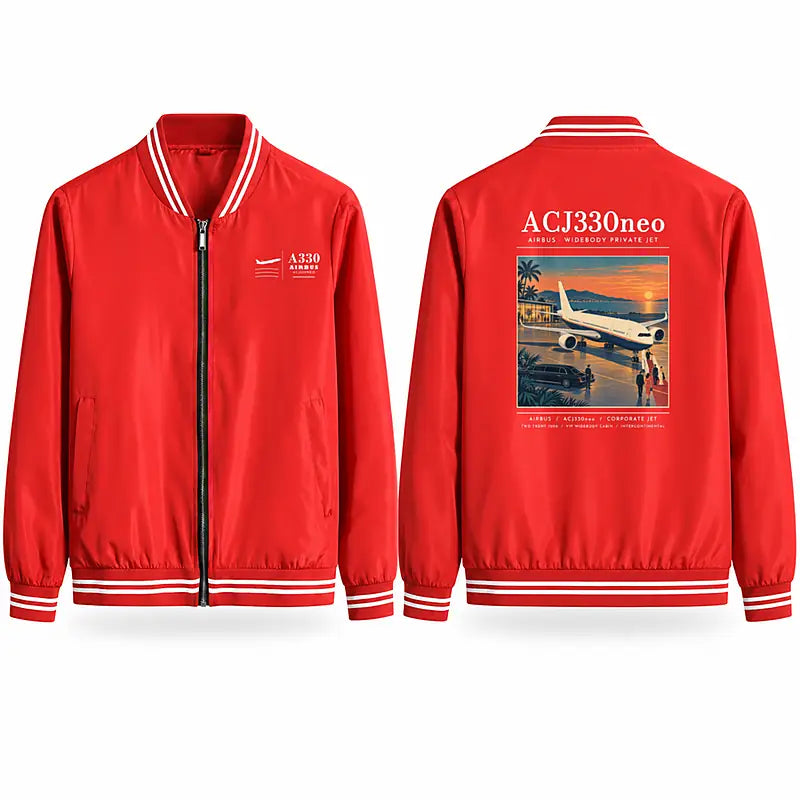 Airbus ACJ330neo Stylish Jackets - Baseball Collar - Poster - Red