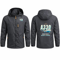 Thumbnail for Airbus ACJ330neo Stylish Jackets - Hooded Windbreaker - Cartoon - Charcoal