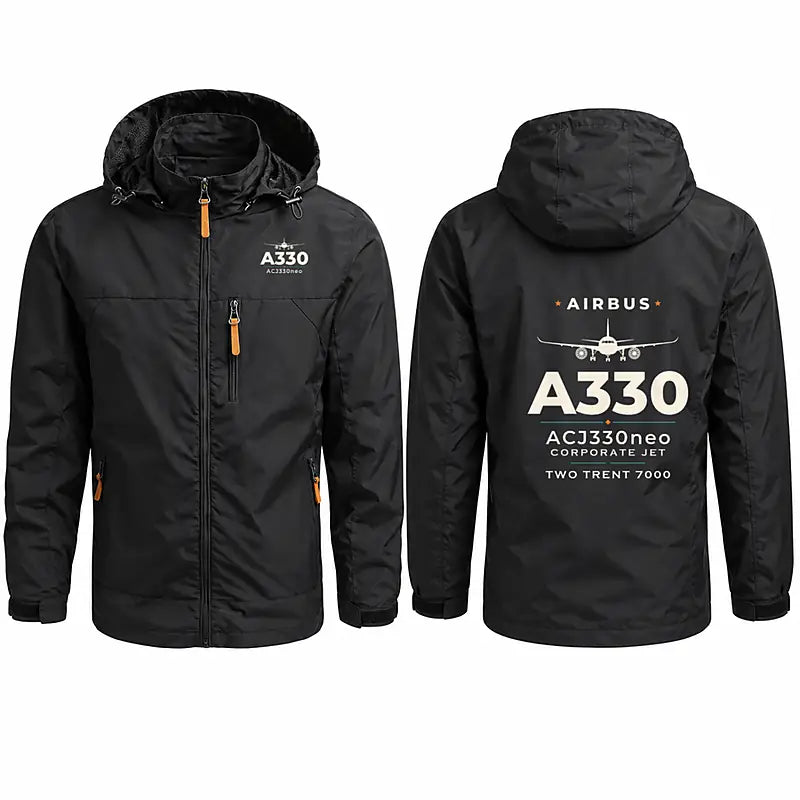 Airbus ACJ330neo Stylish Jackets - Hooded Windbreaker - Heritage - Black
