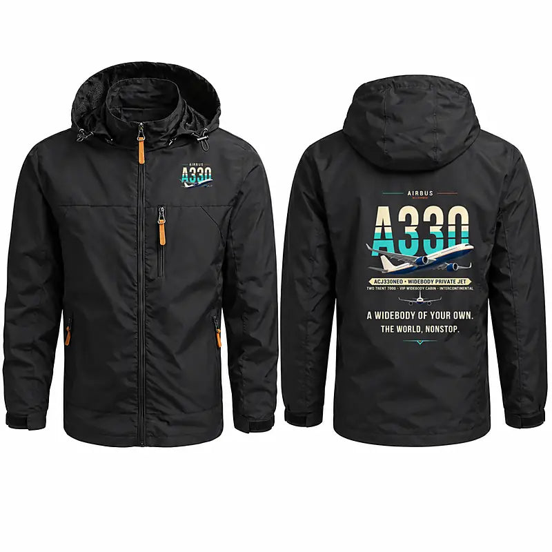 Airbus ACJ330neo Stylish Jackets - Hooded Windbreaker - Original - Black