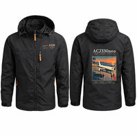 Thumbnail for Airbus ACJ330neo Stylish Jackets - Hooded Windbreaker - Poster - Black