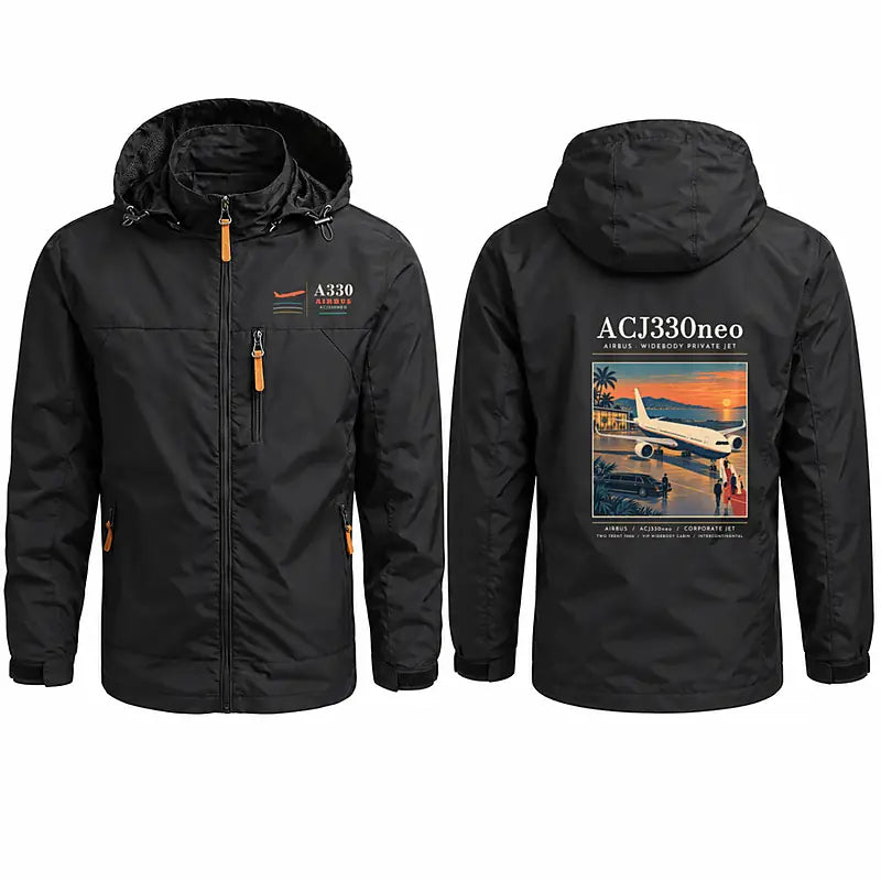 Airbus ACJ330neo Stylish Jackets - Hooded Windbreaker - Poster - Black