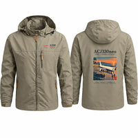 Thumbnail for Airbus ACJ330neo Stylish Jackets - Hooded Windbreaker - Poster - Khaki