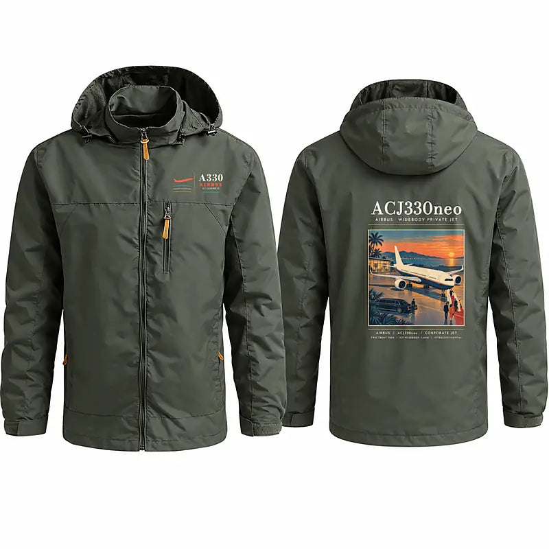 Airbus ACJ330neo Stylish Jackets - Hooded Windbreaker - Poster - Olive Green