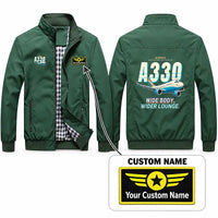 Thumbnail for Airbus ACJ330neo Stylish Jackets - Stand Collar - Cartoon + Name - Green